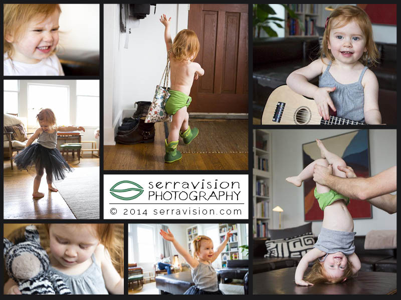 two-year-old playing and being herself at home in a photo session
